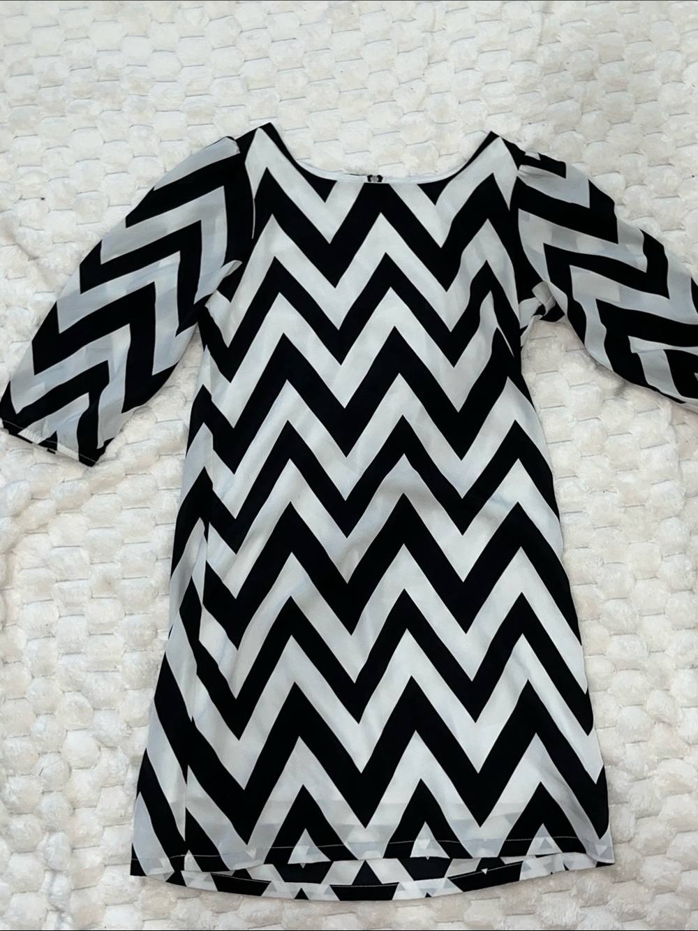 Vintage Sequin Hearts Black and White Chevron Mini Dress